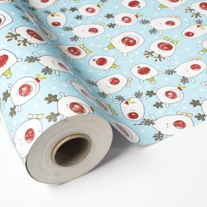 BOBINA PAPEL 70CM X100M CELESTE ESTAMPADO