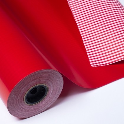 BOBINA PAPEL 70CMX50M ROJO/CUADROS